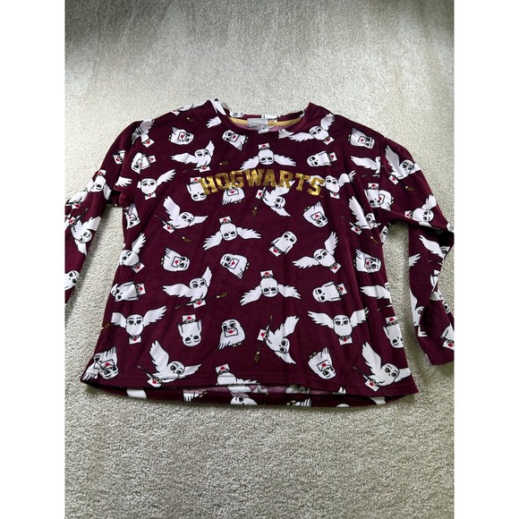 Harry Potter Other - Harry Potter Women's‎ Burgundy Robe Size L Owl Print Sleepwear